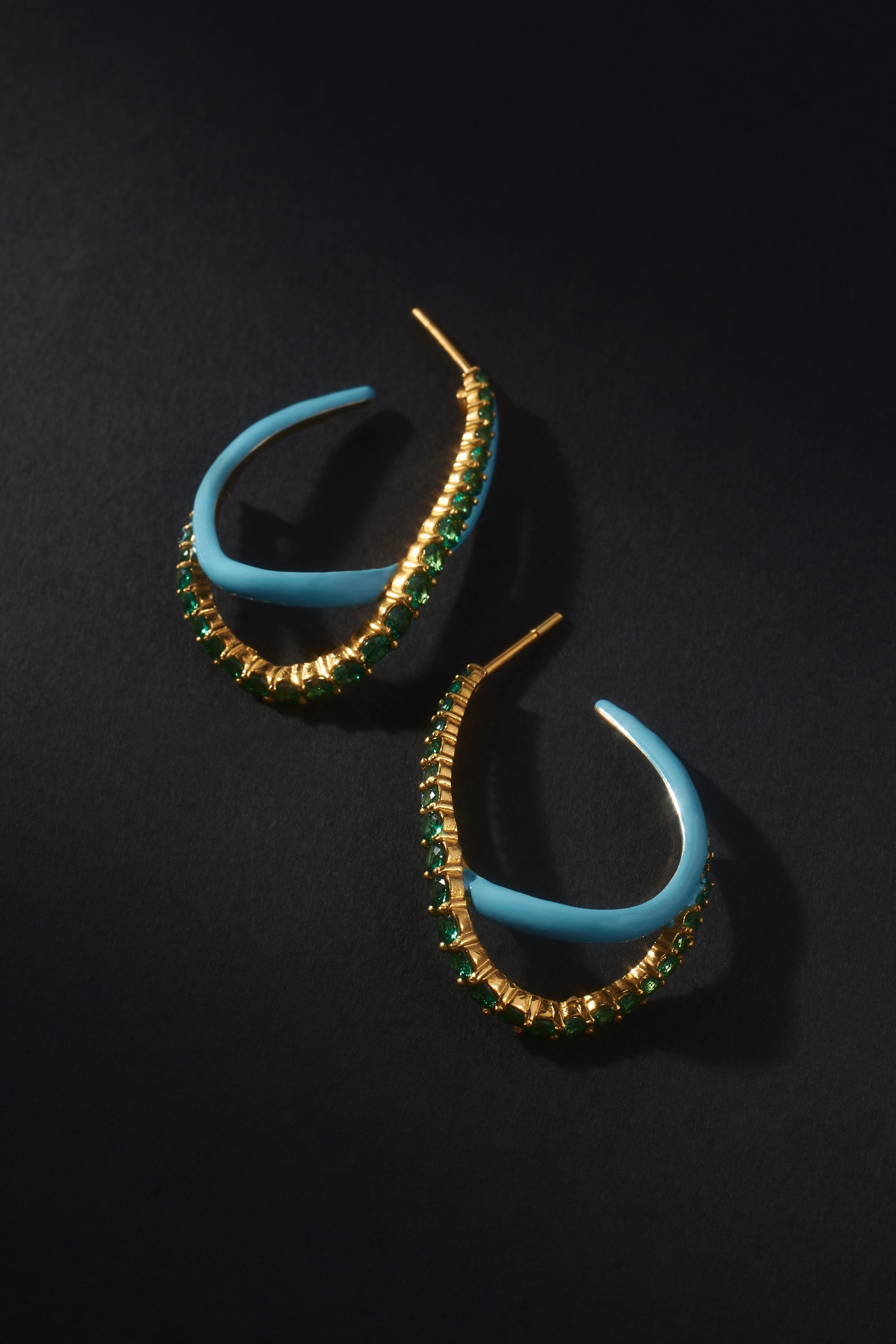 Joanna Laura Constantine Pavé & Enamel Wave Hoop Earrings