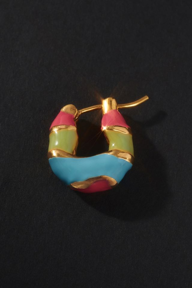 Joanna Laura Constantine Multicolor Enamel Mini Hoop Earrings #1