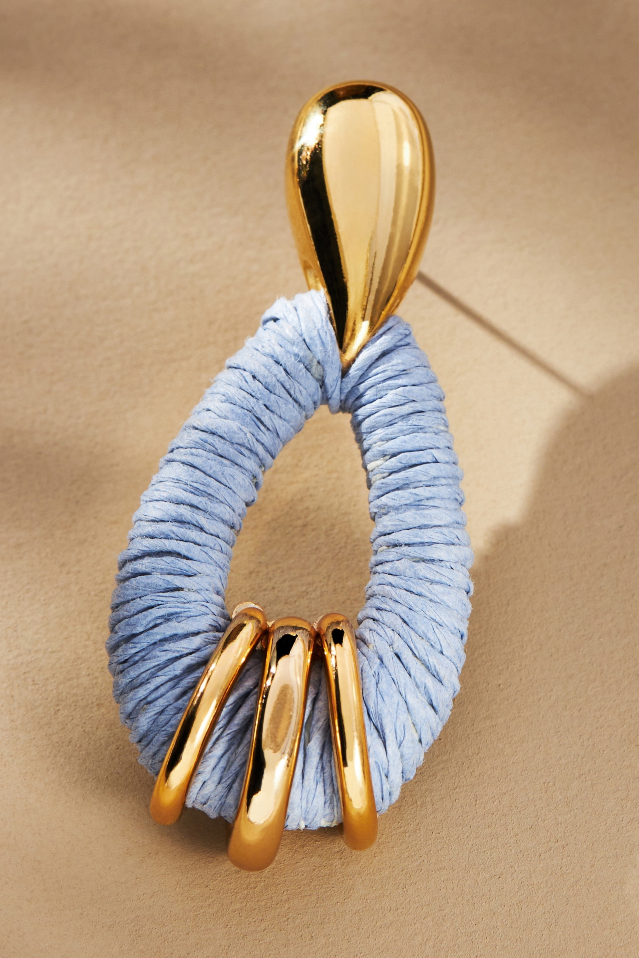 Raffia-Wrapped Hoop Earrings