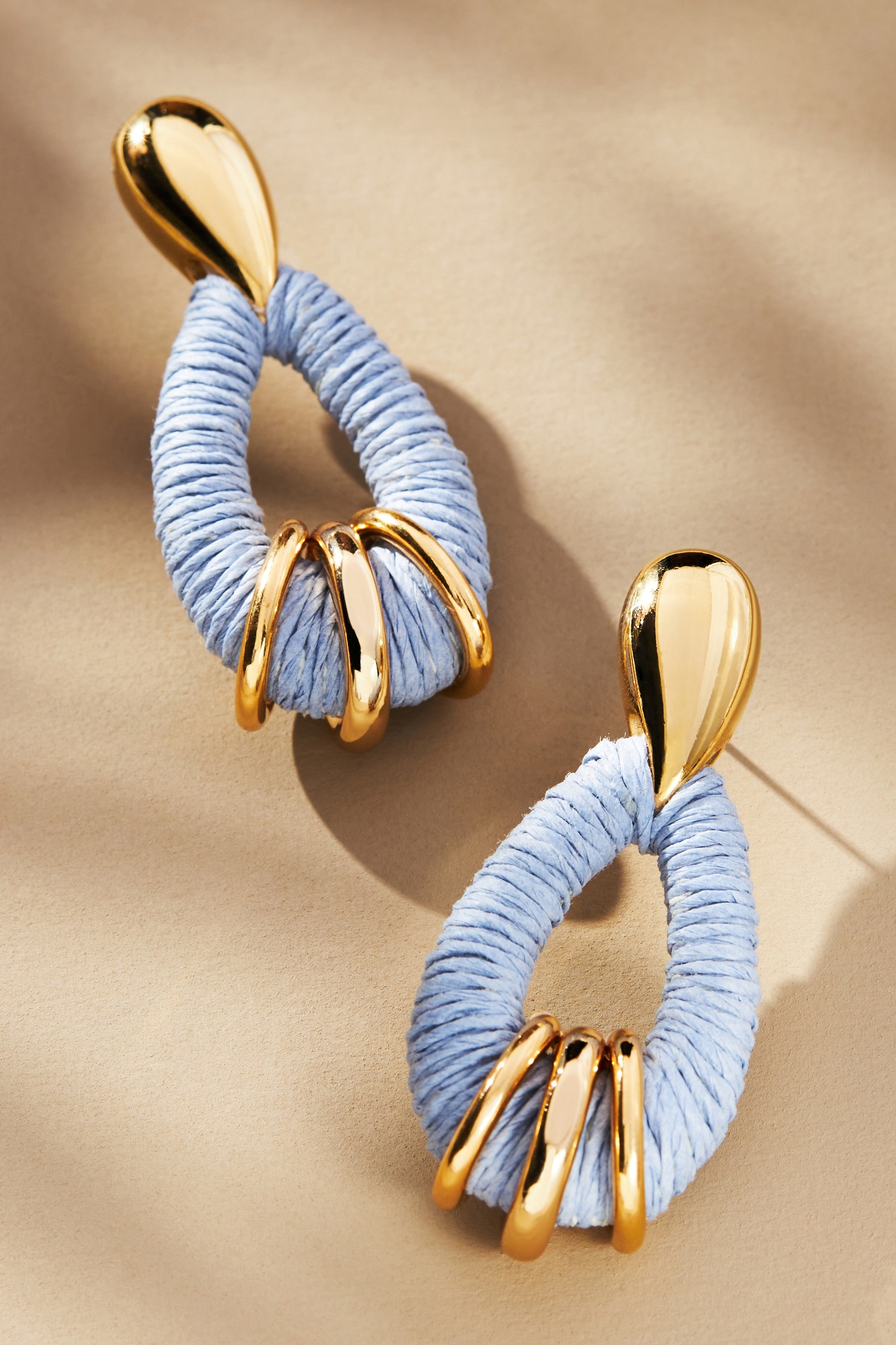 Raffia-Wrapped Hoop Earrings