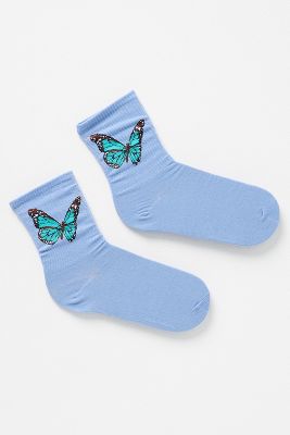 Shop Casa Clara Butterfly Socks In Blue