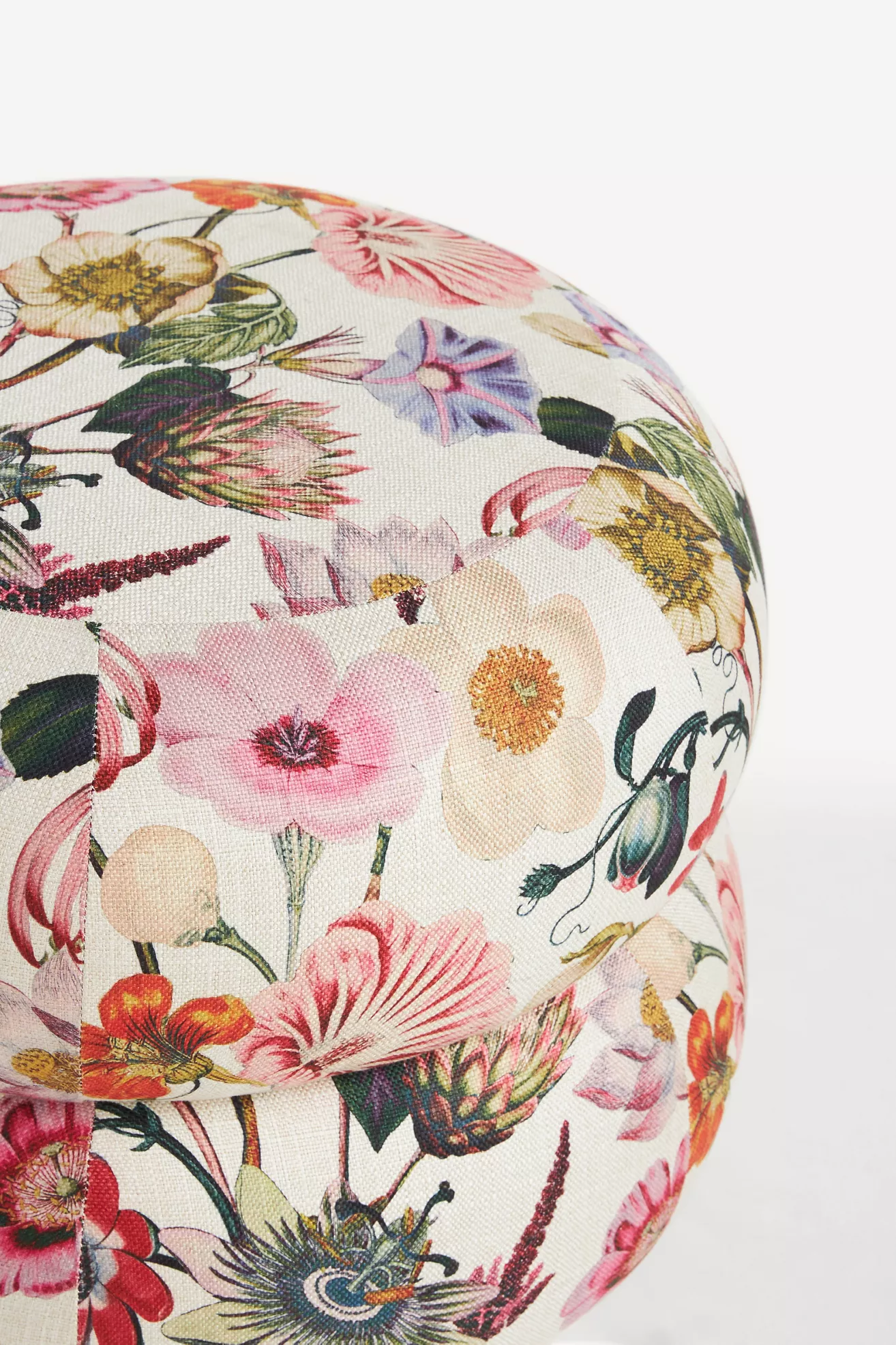 close-up of floral patterned ottoman fabric