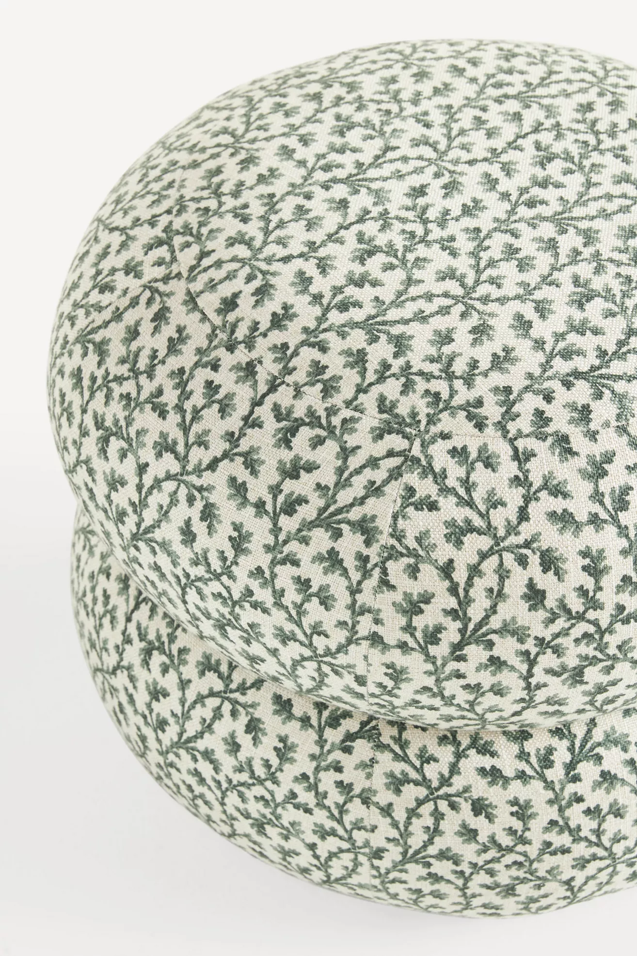 Close-up view of the leafy pattern on the ottoman fabric