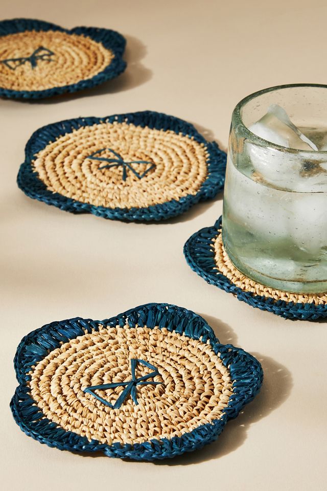 Handwoven Bow Coasters, Set of 4 #1