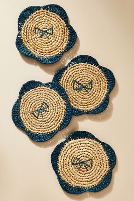 Handwoven Bow Coasters, Set of 4