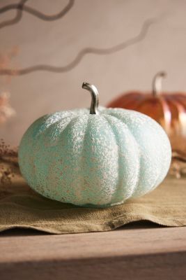 Terrain Frosted Glass Pumpkin, 7" In Blue