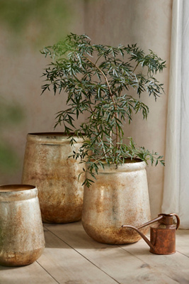 Weathered Gold Iron Planter | 16"