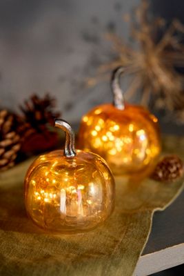 Mini Glass Pumpkins, Set of 2