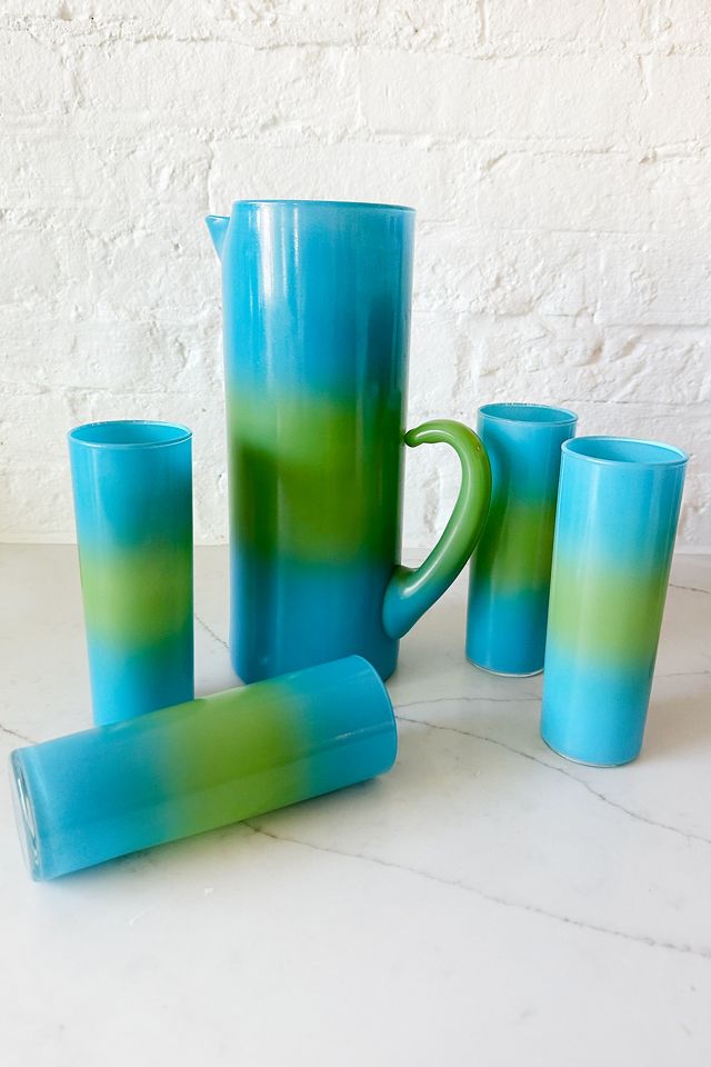 Old Flame Candle Co. Vintage Blue Green Blendo Cocktail Set #1