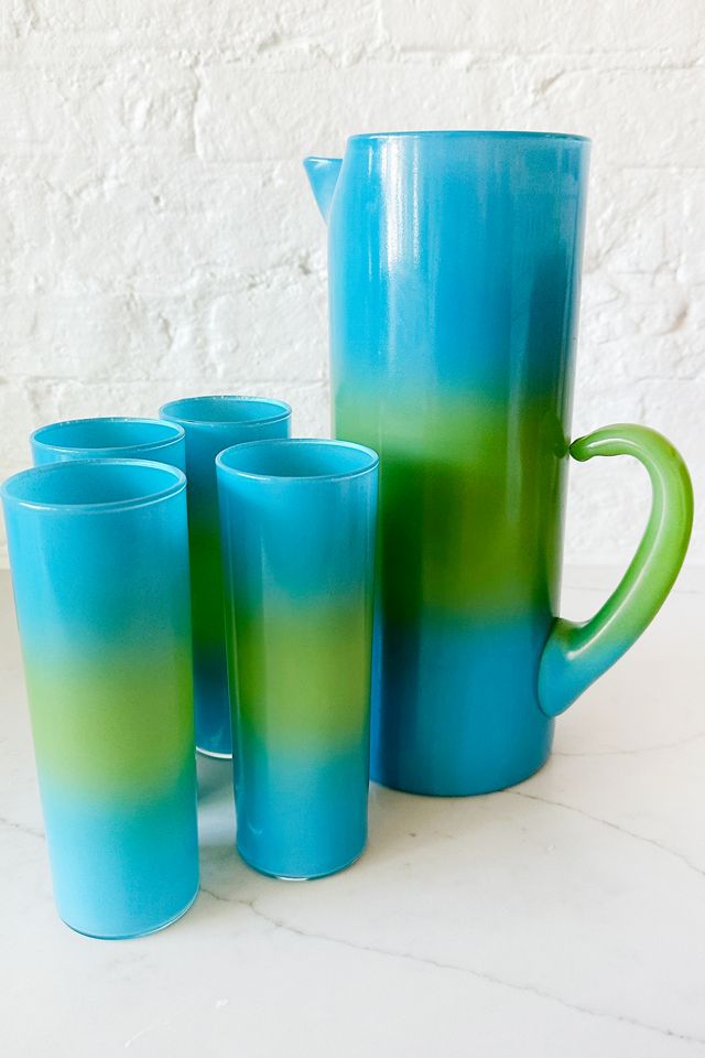 Old Flame Candle Co. Vintage Blue Green Blendo Cocktail Set #2