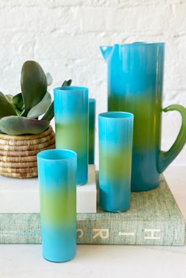Old Flame Candle Co. Vintage Blue Green Blendo Cocktail Set