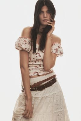 Pilcro Short-Sleeve V-Neck Oversized Top