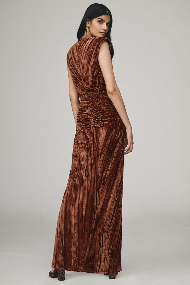 Ronny Kobo Hayley V-Neck Column Velvet Maxi Dress #1