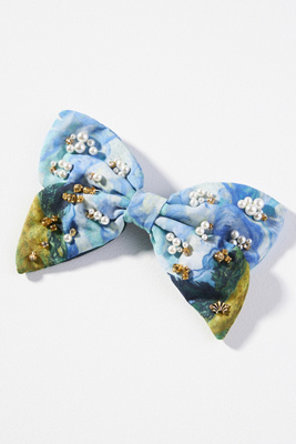 Anthropologie Lele Sadough The Met Hair Bow New Lele Sadoughi Jet Pearl Embellished Antoinette Bow Barrette  main image 4