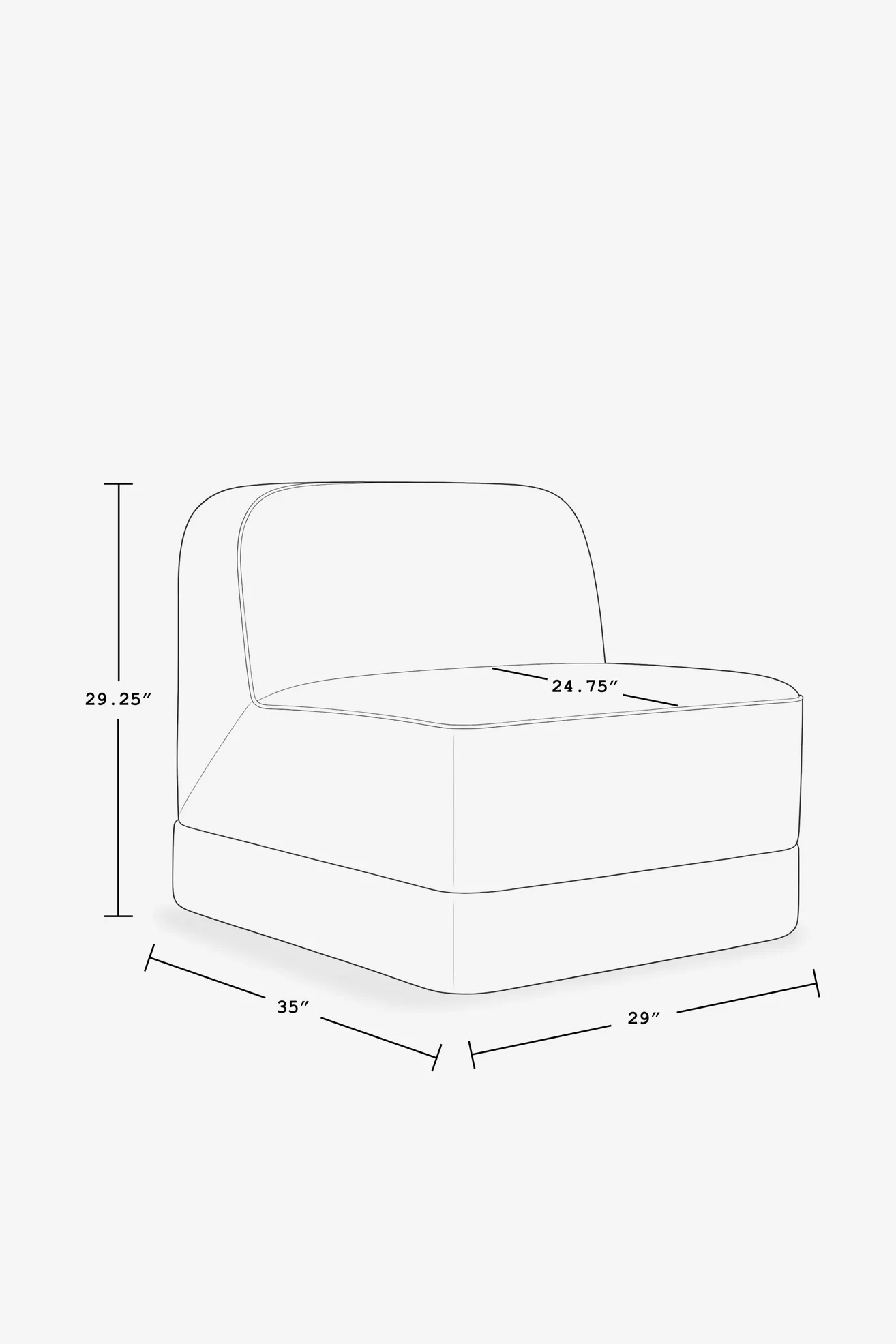 Sinclair Performance Linen Fringe Armless Chair - thumbnail 10