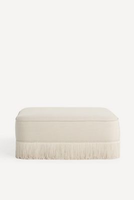 Sinclair Performance Linen Fringe Ottoman
