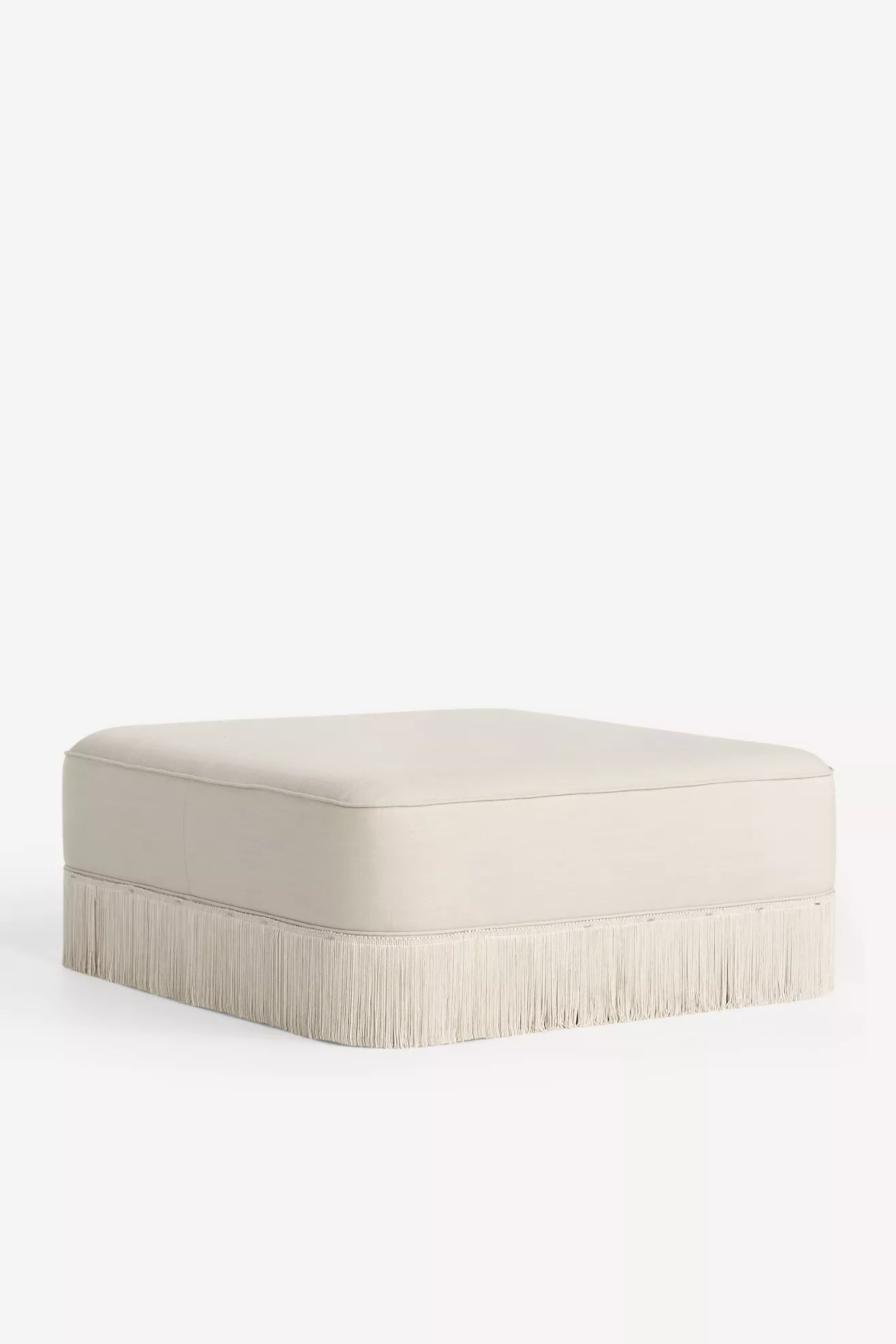 Sinclair Performance Linen Fringe Ottoman - thumbnail 2