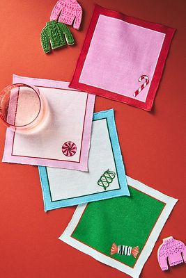 Anthropologie Bonbon Cocktail Napkins, Set Of 4 In Multi