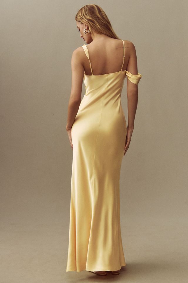 Reformation Ronda Asymmetric Cowl-Neck Silk Maxi Dress #1