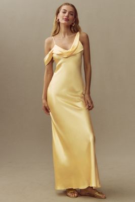 Reformation Ronda Asymmetric Cowl-Neck Silk Maxi Dress