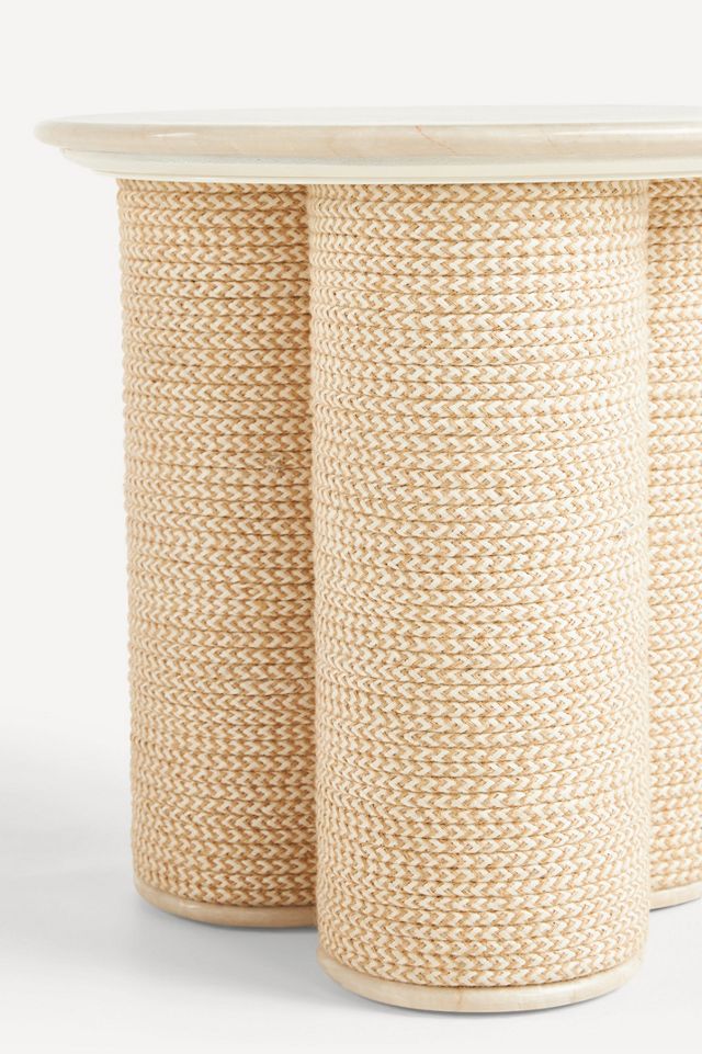 Atlas Marble and Jute Round Side Table #1