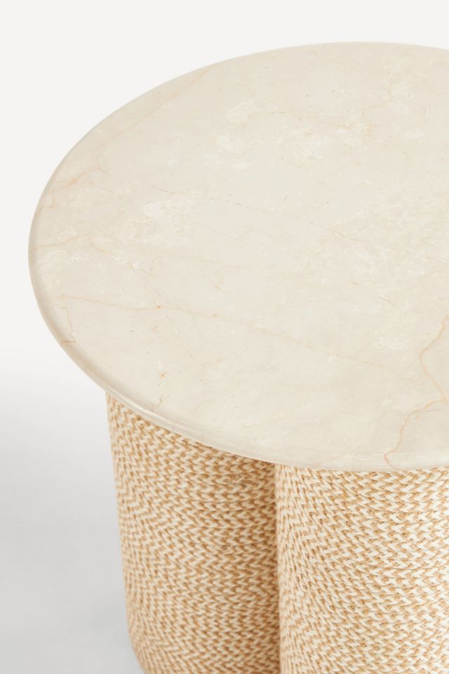 Atlas Marble and Jute Round Side Table #3
