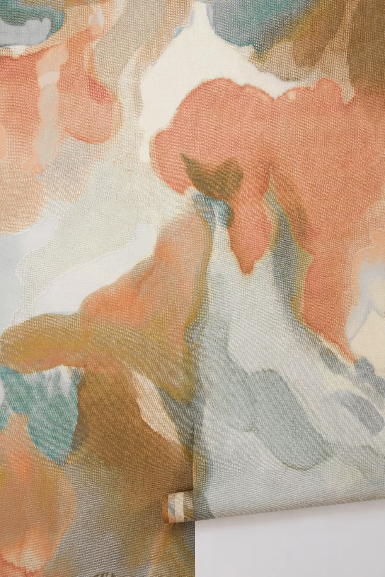 Foresta Abstract Baked Terracotta Cerulean Wallpaper - thumbnail 3