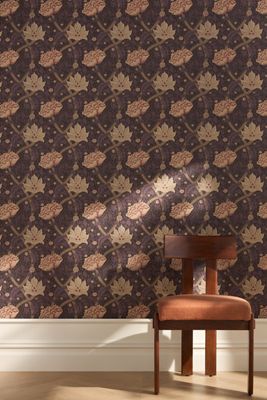 Windrush Floral Aubergine and Wine Wallpaper