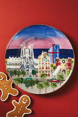 Holiday in the City Stoneware Dessert Plate
