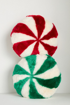 Anthropologie Peppermint Faux-fur Pillow