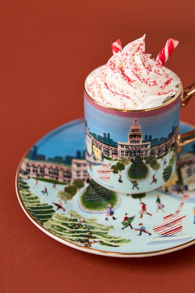 Anthropologie Christmas Time in the City New York City Set 2024 of 4 Mugs