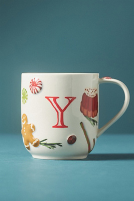 Anthropologie Holifaye Stoneware Monogram Mug