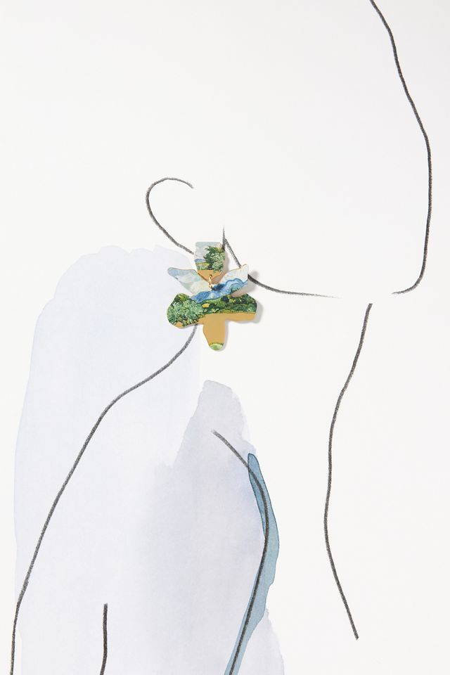 Lele Sadoughi x The Met van Gogh Wheat Fields Small Paper Lily Earrings #2