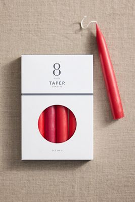 Unscented Taper Candles, Set of 6 Reds