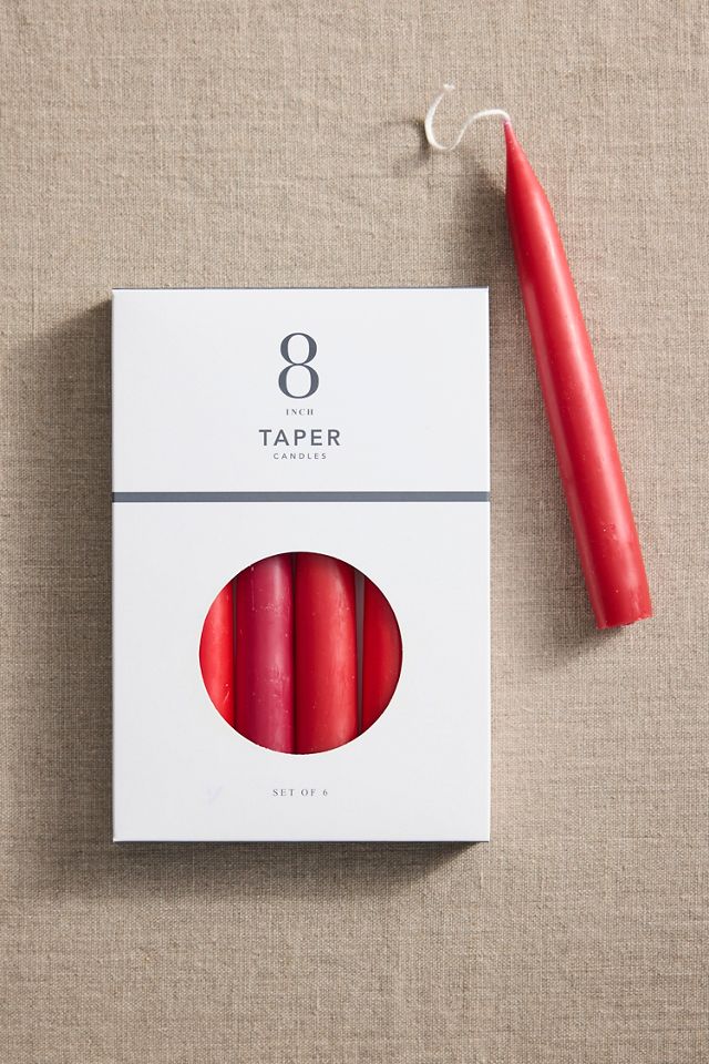 Unscented Taper Candles, Set of 6 Reds #1
