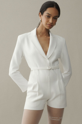 Norma Kamali Long-sleeve V-neck Single-breasted Jumpsuit In White