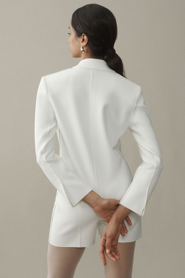 Norma Kamali Long-Sleeve V-Neck Single-Breasted Jumpsuit | Anthropologie