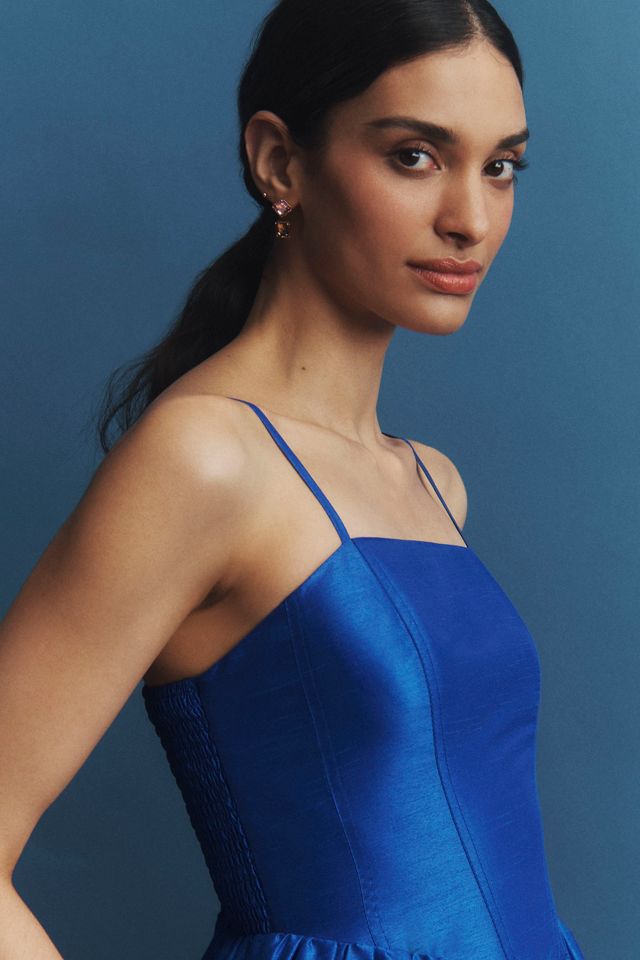 Hutch Eddi Sleeveless Straight-Neck Shantung Drop-Waist A-Line Midi Dress #3