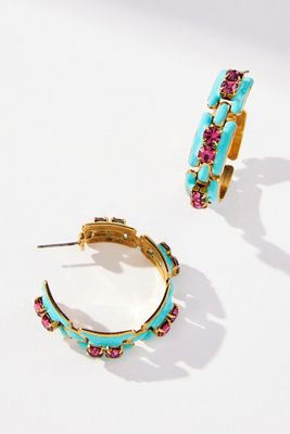 Shop Tova Hillary Hoop Earrings In Blue