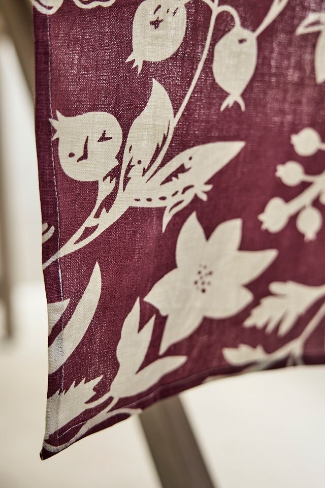 Maroon Botanical Linen Runner #1