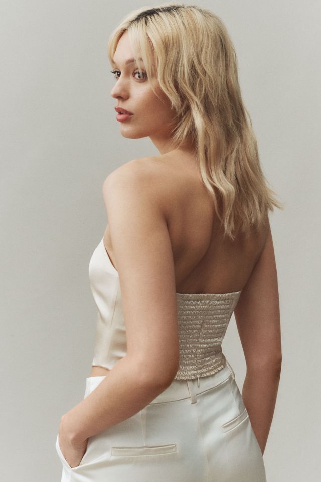 Reformation Maia Strapless Silk Corset Top #2