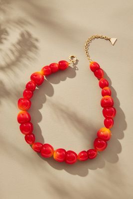 Shop By Anthropologie Cherry Collar Necklace In Orange