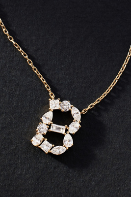 By Anthropologie Yellow Gold Diamond Monogram Necklace In Multicolor