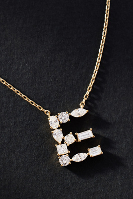 By Anthropologie Yellow Gold Diamond Monogram Necklace In Multicolor