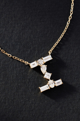 By Anthropologie Yellow Gold Diamond Monogram Necklace In Multicolor