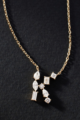 By Anthropologie Yellow Gold Diamond Monogram Necklace In Multicolor