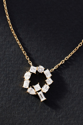 By Anthropologie Yellow Gold Diamond Monogram Necklace In Multicolor