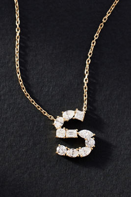By Anthropologie Yellow Gold Diamond Monogram Necklace In Multicolor