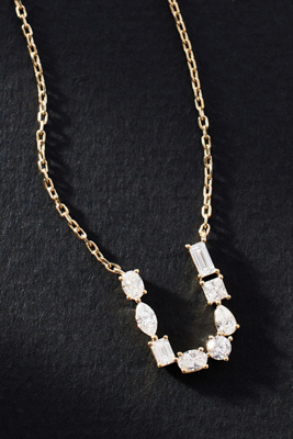 Yellow Gold Diamond Monogram Necklace