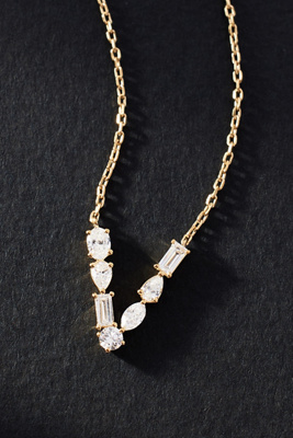 By Anthropologie Yellow Gold Diamond Monogram Necklace In Multicolor